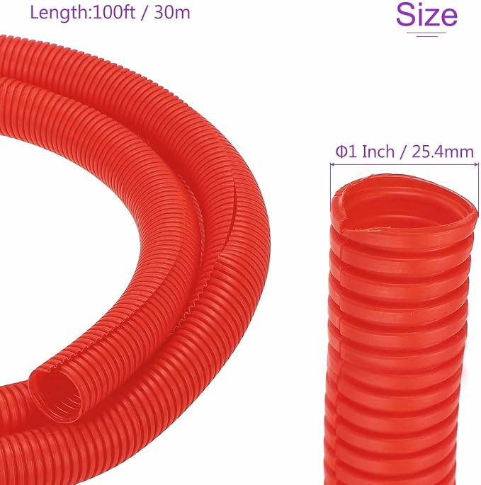 DMiotech 10ft Wire Loom Split Tubing 1 1/4 Inch(31.8mm) ID, Cord Protectors from Pet Flexible Conduit Cable Management for Office Home Garden, Red