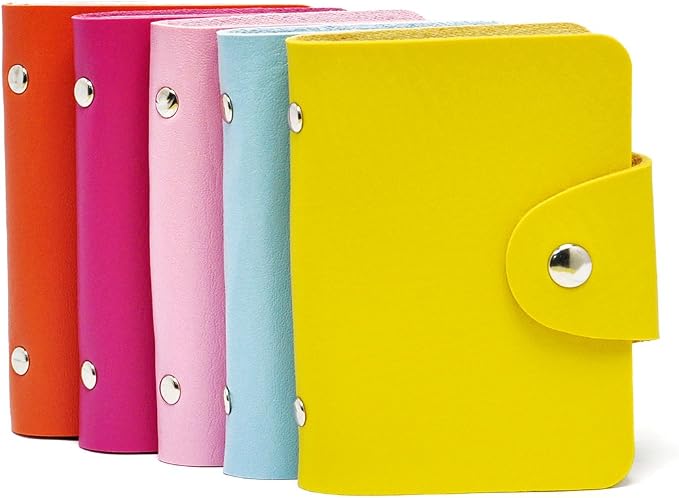 Gikfun 24 Slots Credit Card Holder – Soft ID Case with Clear Windows, Small Card Organizer Wallet for Gift Cards,Business Cards, and Travel Essentials (Pack of 5, Assorted Colors) EK8430