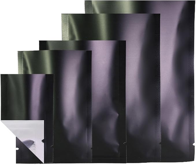 100PCS Customized Mylar Heat Seal Bags,Open Top Clear Packaging Bag with Tear Notch, Single-Side Printing for Logo/Text/QR Code (Black, 12 * 18CM/4.7"*7.1"-100PCS-One Color Print)
