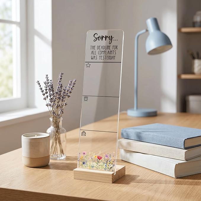 Sticky Notes Monitor Memo Board with Removable Wooden Base Sorry The Deadline for All Complaints was Yesterday Funny Quote Message Board Portable Sticky Note Holder Sarcastic Office Desk Decor