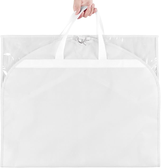 KEEGH 40 inch Clear Garment Bags for Dance Costumes, 6 Pack,White | 4 Zipper Pockets, for Dance Competitions, Ballet, Theatre, Dance Garment Bags for Dancers, Hanging Clothes for Closet Storage