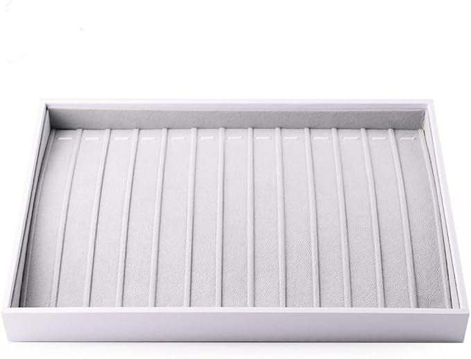 Oirlv Leather 13-Slot Necklace Display Tray White | Stackable Design, Saves Space, Suitable for Women Who Have A Fixed Dressing Table Or Drawer Space.