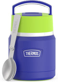 THERMOS ICON Stainless Steel Food Jar with Spoon, 12 Ounce, Blue