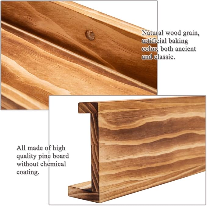 AZSKY Rustic Wood Floating Shelves for Nursery Books Long Wall Bookshelf Photo Picture Ledge Shelf with Lip Wall Shelf for Kids Bedroom Bathroom Living Room Office Frames 36 Inches Set of 2