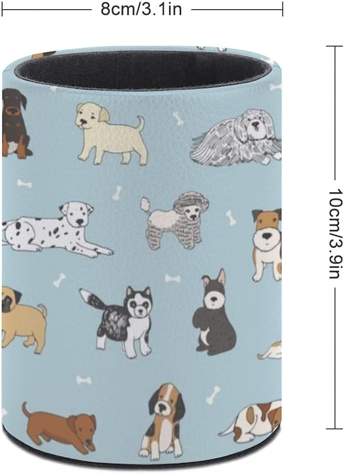 Cute Puppy Dog Pen Holder Pencil Cup for Desk Organizer | Cute Makeup Brush Holder PU Multifunctional Office Suppliesfor Decor Home Classroom School