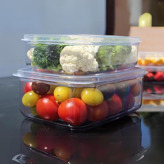Lustroware Airtight Food Storage Container Set of 3, Micro Clear BPA Free Shatterproof Canister with Lid, Dishwasher Microwave Safe, Fridge Pantry Refrigerator Organizer, Made in Japan (1.0 qt, 32oz)