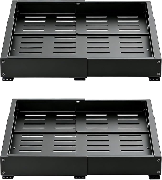 Cabinet Pull Out Shelves Telescopic Storage Basket | Slide Out Drawers for Home Pantry Laundry Apartment Dorm Corner Desk Dresser
