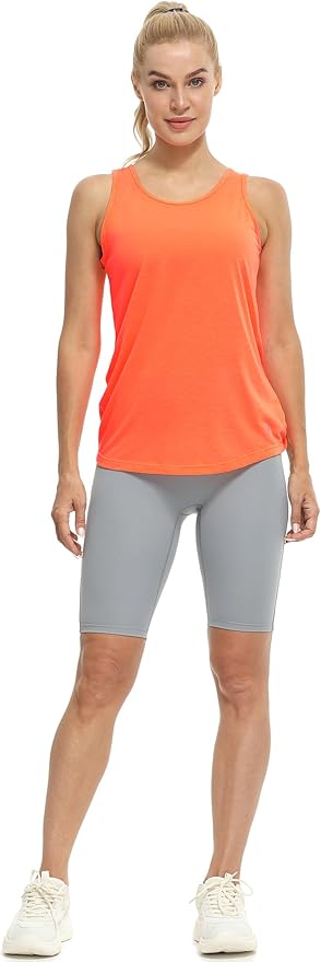 icyzone Women's Open Back High Neck Workout Athletic Gym Tank Tops