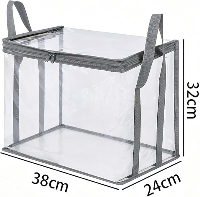 Large Clear Thick Plastic Storage Box with Hinged Lid, Heavy-Duty Durable High Capacity Organizer, Foldable Storage Box,Perfect for Home, Camping, Travel, Attic & Moving (Gray-L-1)