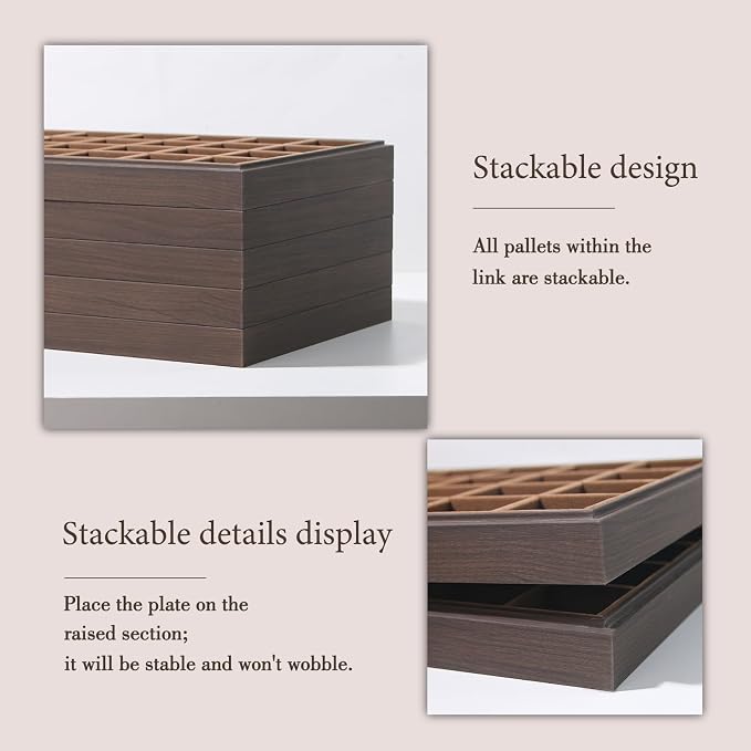 Wood Jewelry Organizer Tray, Rings Display (Brown, 2Pc, Rings) | Stackable Jewelry Display, Rings Holder, Rings Organizer, Rings Tray, Earrings Organizer