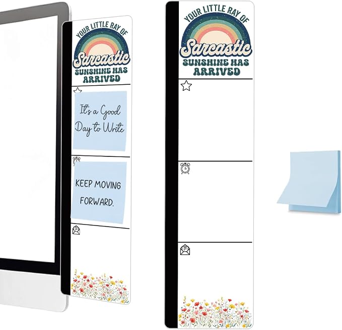 Monitor Memo Board Acrylic Sticky Note Holder Sarcastic Sunshine Rainbow Office Desk Decor with 100 Self Stick Note Pads Your Little Ray of Quote