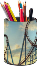 Roller Coaster Pen Holder Pencil Cup for Desk Organizer | Cute Makeup Brush Holder PU Multifunctional Office Suppliesfor Decor Home Classroom School