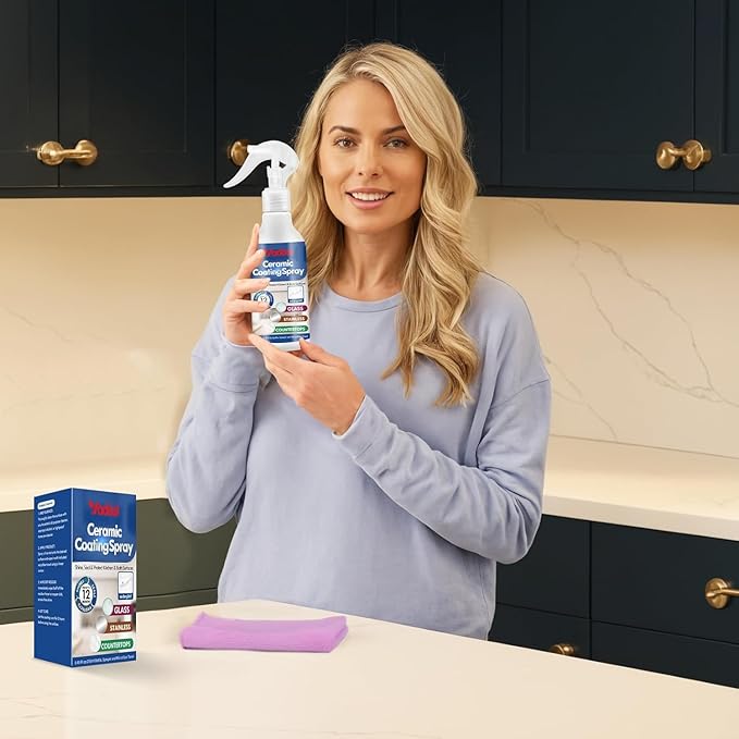 Home Ceramic Coating Spray Kit - Shine, Seal & Protect Kitchen & Bath Surfaces, High-Gloss, Repels Stains & Grime Effective - Great for Stainless Steel, Sinks, Countertops, Glass, and More -3PACK