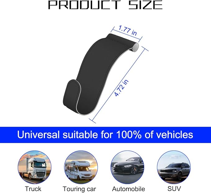 Bittwee 2PCS Car Glove Box Hooks Passenger Storage Hangers Black | Microfiber leather, snap-in install, hangs bags umbrellas, fits most cars SUVs and trucks, car interior accessories