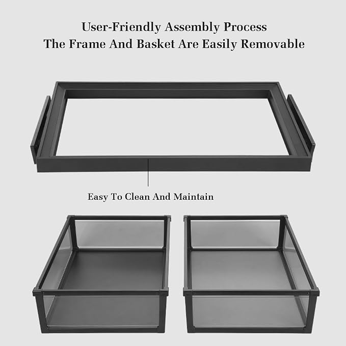 Stackable Kitchen & Office Storage Basket Organizer, Detachable Cabinet & Closet Organizer Box (66x17x46.5cm) - Versatile Pull-Out Design for Wardrobes, Space-Saving Solution