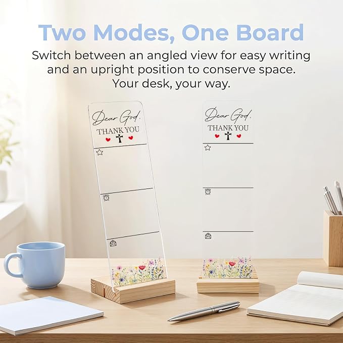 Sticky Notes Monitor Memo Board with Removable Wooden Base Dear God Thank You Portable Acrylic Message Board Sign Sticky Note Holder Bonus 200 Sheets 2 Sizes Sticky Notes Office Desk Accessories