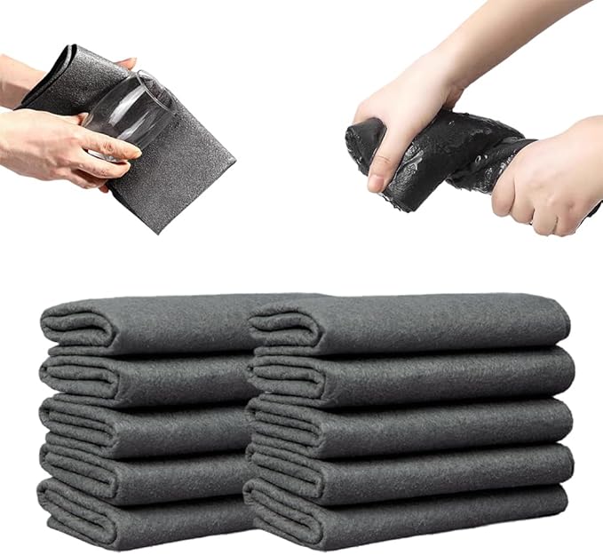 Thickened Magic Cleaning Cloth, 2025 New Reuseable Streak Free Microfiber Cloth Magic Fiber Microfiber Cleaning Cloth, Multipurpose Miracle Rags for Kitchen, Window, Glass, Cars (10Pcs, 12x12 in)