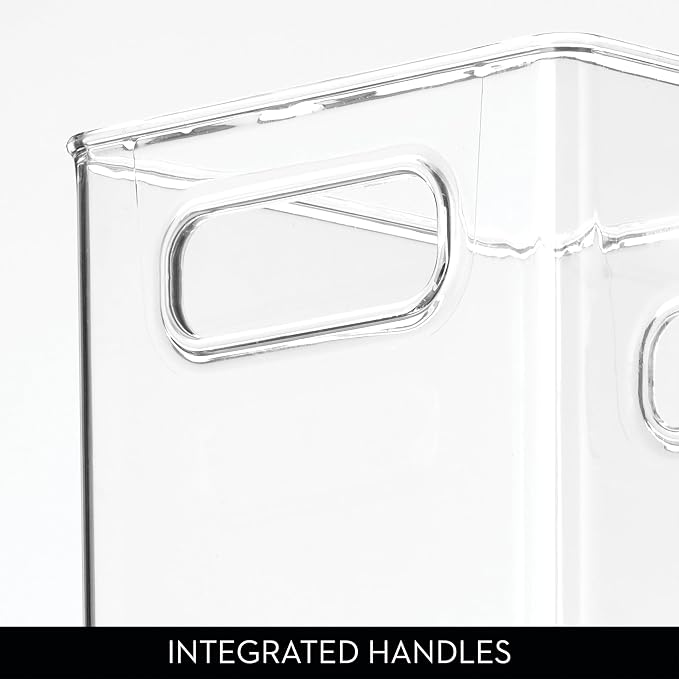 iDesign Storage Bin with Handles, Cube Organizer, Set of 4, Clear | For Pantry, Made in USA