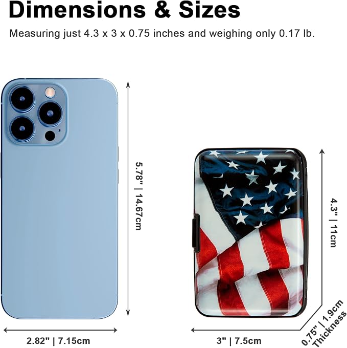 RFID Blocking Small Metal Credit Card Holder Wallet for Women Men Business Aluminum Protector Sleeves Slim Mini Cards Case (USA American Flag)