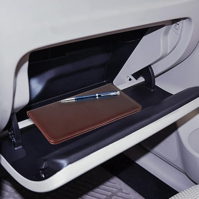 CoBak Premium Faux Leather Car Document Holder with Magnetic Closure and 6 Compartments | Vehicle Glove Box Organizer, Auto Truck Compartment Document Case with Magnetic Closure for Insurance & Driver License