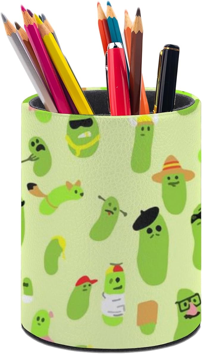 Cute Pickles Pen Holder Pencil Cup for Desk Organizer | Cute Makeup Brush Holder PU Multifunctional Office Suppliesfor Decor Home Classroom School