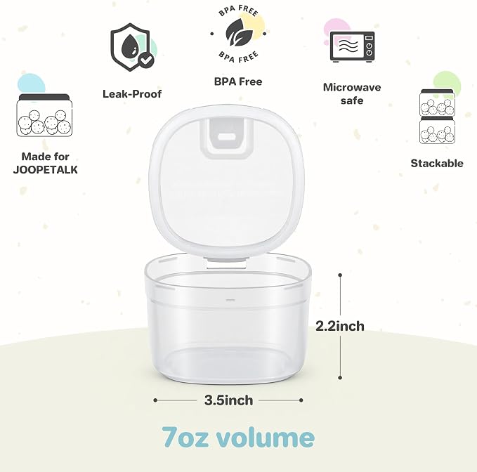 JOOPETALK 2 Pack Clear Snack Container Replacement Top Compartment for Insulated Food Jar, Leak-Proof Food-Grade Storage Container, Perfect for Kids Lunch Snacks