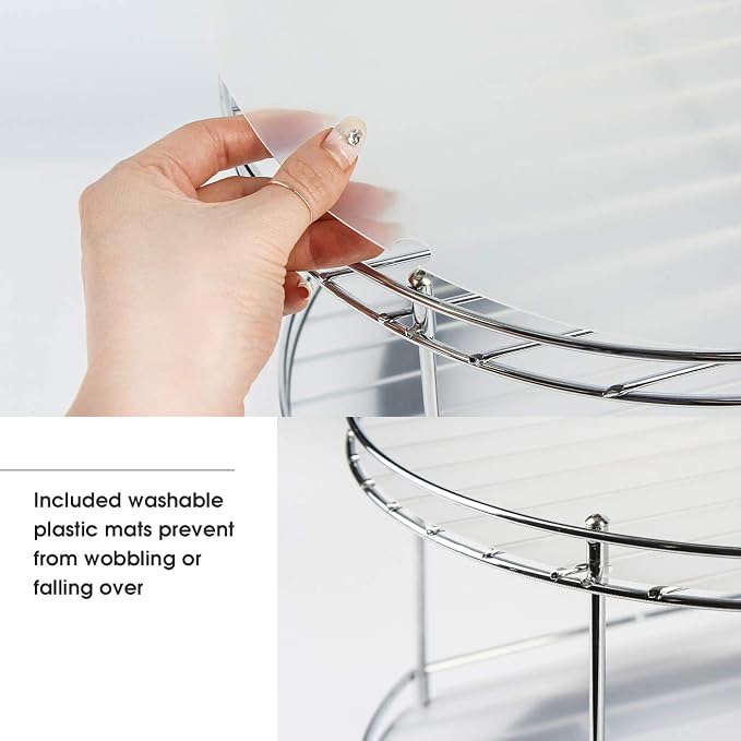 J JACKCUBE DESIGN 2 Tier Lazy Susan Turntable Cabinet Organizer - Rotating Spice Rack Storage Container - Medicine Storage Holder for Cabinets, Pantry, Fridge, Countertops - MK533A