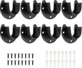 8 Packs Stainless Steel Closet Rod End Supports, 1-1/3 Inch, Black | Wardrobe Bracket, Heavy Duty, U-Shaped with Screws, Closet Pole Sockets Flange Rod Holder