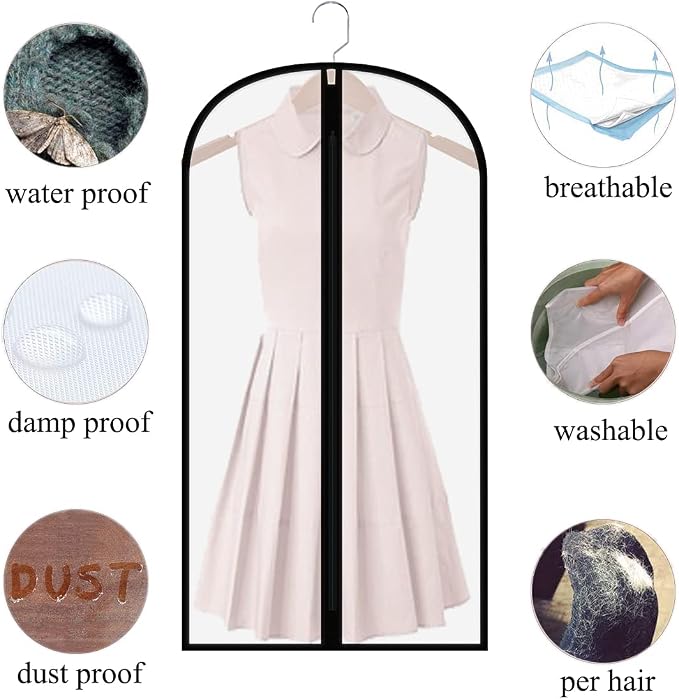 Clear Garment Bags for Hanging Clothes,48" Suit Bags for Closet Storage,12 Pack Garment Bags for Storage,Breathable Lightweight Dust Proof Cover with Study Full Zipper for Coats,Jackets