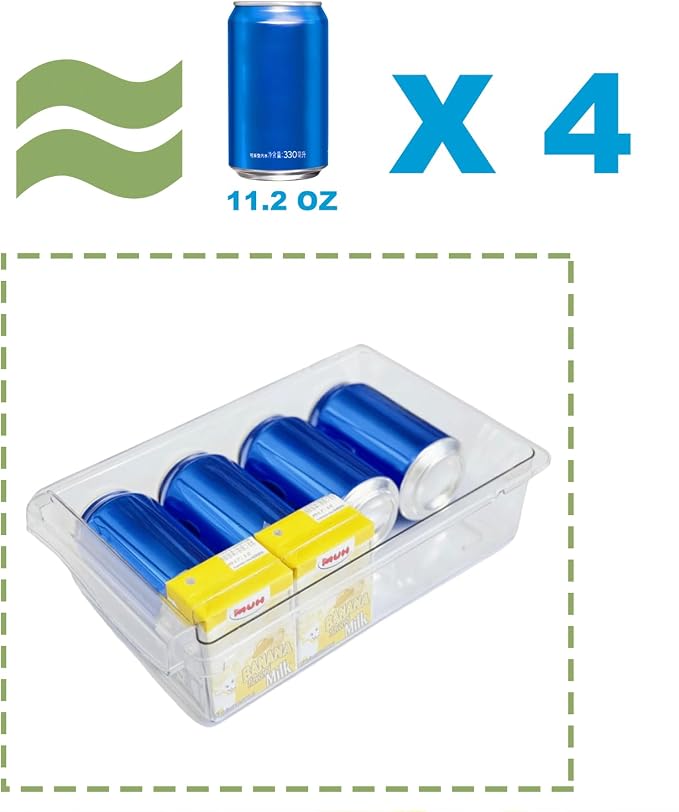 2 Pack Fridge Drawer Organizer - Egg Holder For Refrigerator Pull Out | Transparent Deli Drawer Organization Bin - Meat, Cheese - Sliding Storage Containers for Fridge Shelf Under 1.1"