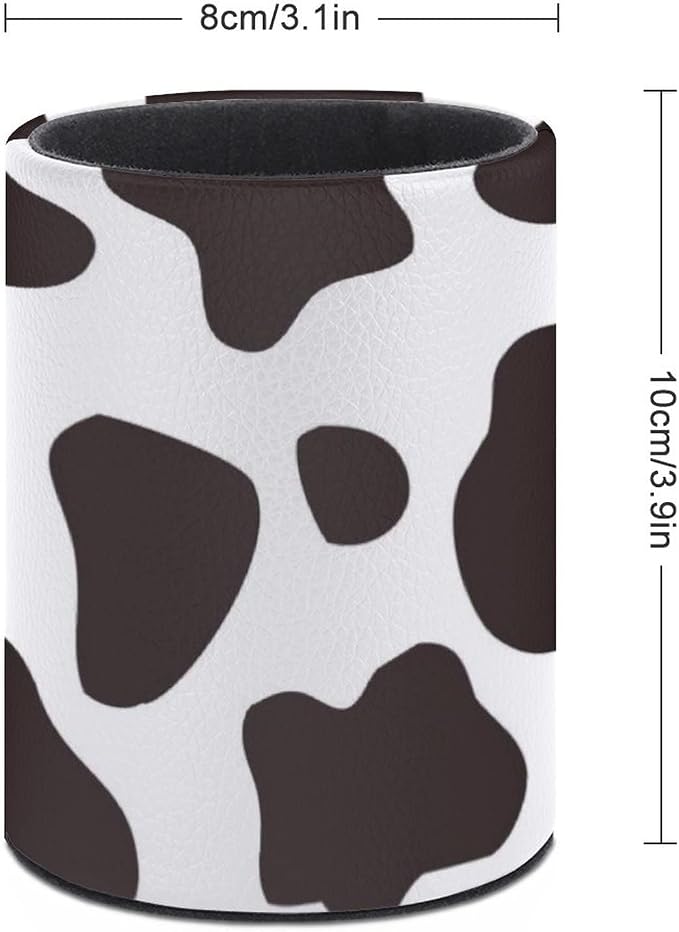 Cow Print Pen Holder Pencil Cup for Desk Organizer | Cute Makeup Brush Holder PU Multifunctional Office Suppliesfor Decor Home Classroom School