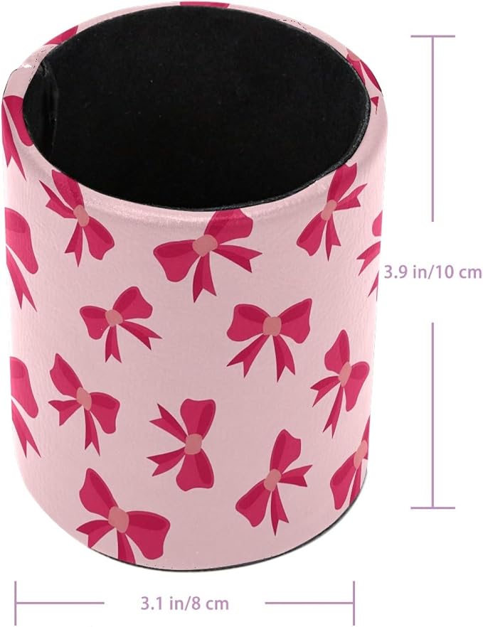 Red Bows Pen Holder Pencil Organizer for Desk, 3.1” x 3.1” x 3.9” Pencil Cup Office Supplies, Large Capacity Cute Pen and Makeup Brush Holder for Home, School, Desktop