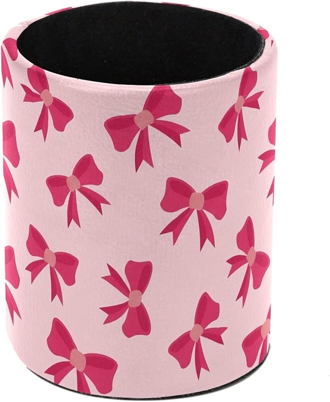 Red Bows Pen Holder Pencil Organizer for Desk, 3.1” x 3.1” x 3.9” Pencil Cup Office Supplies, Large Capacity Cute Pen and Makeup Brush Holder for Home, School, Desktop