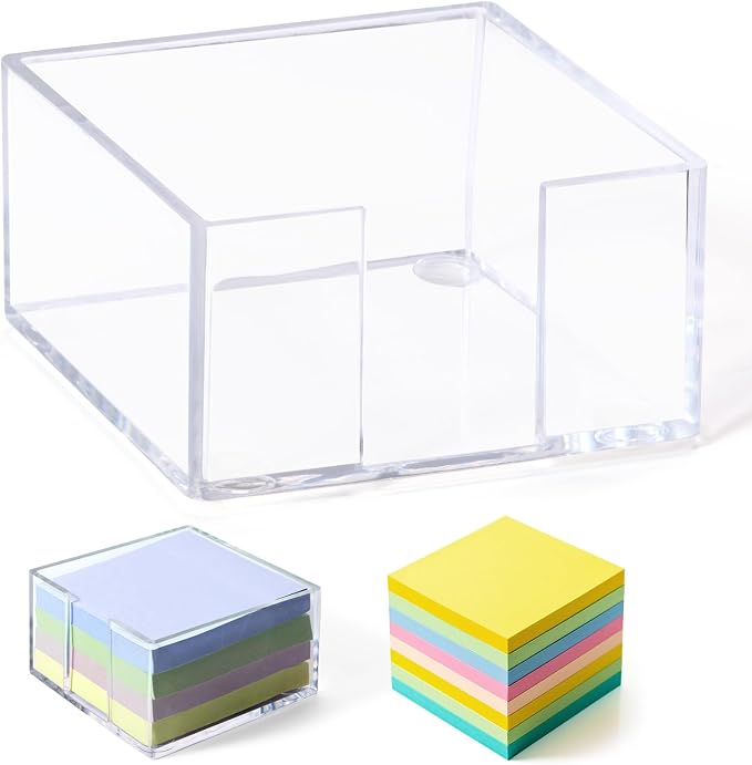 Sticky Note Holder, Clear Acrylic Notepad Holder | Notepad Organizer Notes Dispenser for Desk Office School Aesthetic Supplies Accessories