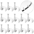 CableGeeker Cable Clips 100 Pieces Cat8 Cat7 Cat6 Ethernet Cable Clips with Nails 7mm Cord Holder for Circle Ethernet Cable (White)