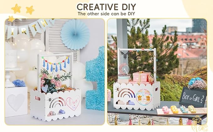 Wooden Baby Shower Crate Closet, Wooden Baby Shower Crate Closet, Boys and Girls for Baby shower wooden Basket Gifts, Welcome baby Gifts, Suitable for Pregnancy Glfts for New Parent (white)