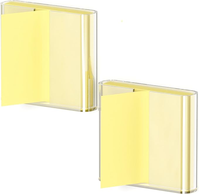 2 Pcs Sticky Note Dispenser, Magnetic Sticky Note Holder for Post It Notes, 3 x 3 Inch Acrylic Sticky Note Organizer for Office Home Classroom,Transparent