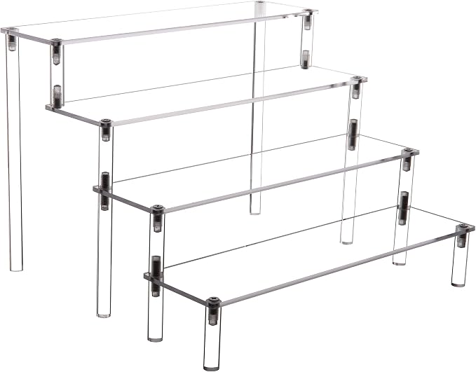 Acrylic Stands for Display,4 Tier Clear Cupcakes Perfumes Figurines Display Stand Risers Shelf for Decoration and Organizer
