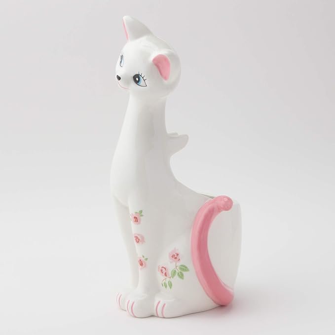Sunart SAN1708 Cute Miscellaneous Goods Lovely Pottery Cat Toilet Brush Stand with Toilet Brush 5.1 inches (13 cm) Width Pink