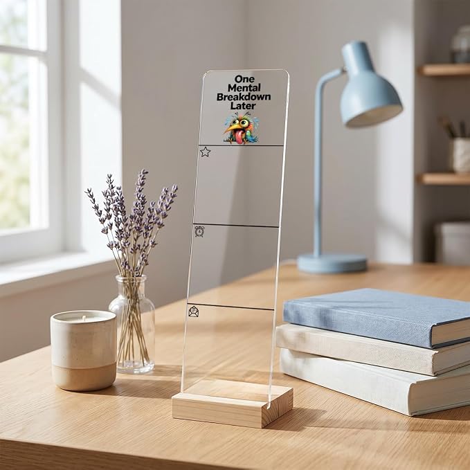 Monitor Memo Board, Sticky Note Holder, Sticky Note Board for Desk, Acrylic Desk Buddy with Wooden Base, Includes 200 Notes, Funny Colorful Bird Artwork