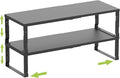Jojocross Expandable Cabinet Shelf Organizer Storage Spice Rack Shelves for Kitchen Stackable Adjustable Pantry Cupboard Bathroom Countertop Desktop(2Packs/Black/Large)