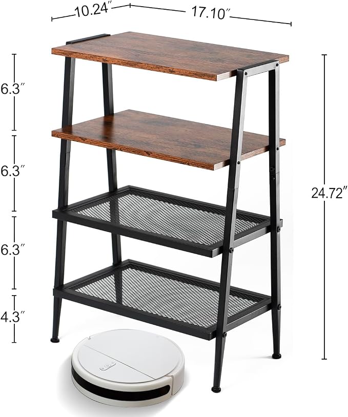 A-Shaped Shoe Rack for Entryway, 4-Tier Heavy-Duty Shoe Organizer | Wooden Top, Mesh Shelves, Space-Saving Shoe Storage Shelf, 25.28"H, Holds 8 Pairs, for Bedroom, Hallway, Garage,Rustic Brown