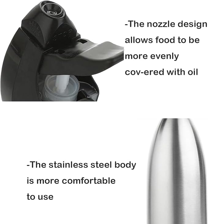 BIGWE Stainless Steel Olive Oil Sprayer Bottle, 17 Oz/500ml Sauce Vinegar Sprayer Dispenser, Water Sprayer Bottle,Kitchenware Tools for Cooking, Frying, BBQ and Grilling