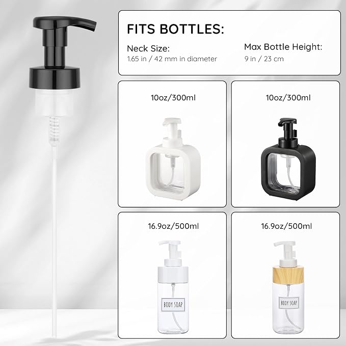 Segbeauty 3pcs Black Foaming Hand Soap Dispenser Bottle Pump Head, Foam Kitchen Soap Dispenser Pump Replacement for Bathroom Shampoo Foamer Bottle, 40 Thread Size Hand Dish Foaming Bottles Pumps