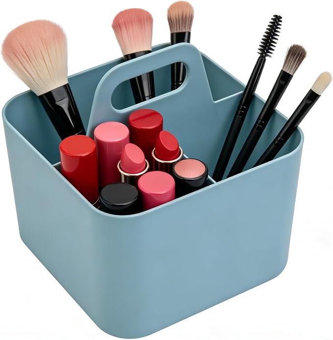Stackable Portable Handheld Organiser,Multi-Purpose Desktop Divider Organiser Basket For Crafts Or School Supplies Desk,Office,Stationery Pencil Holder,Dorm Room (Small Size-Blue)
