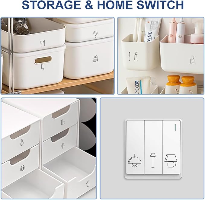 600 Pcs Light Switch Sticker Labels, 40 Designs Transparent Switch ID Stickers Black Switchboard Label Decals for Home, Kitchen, Bathroom, Office School