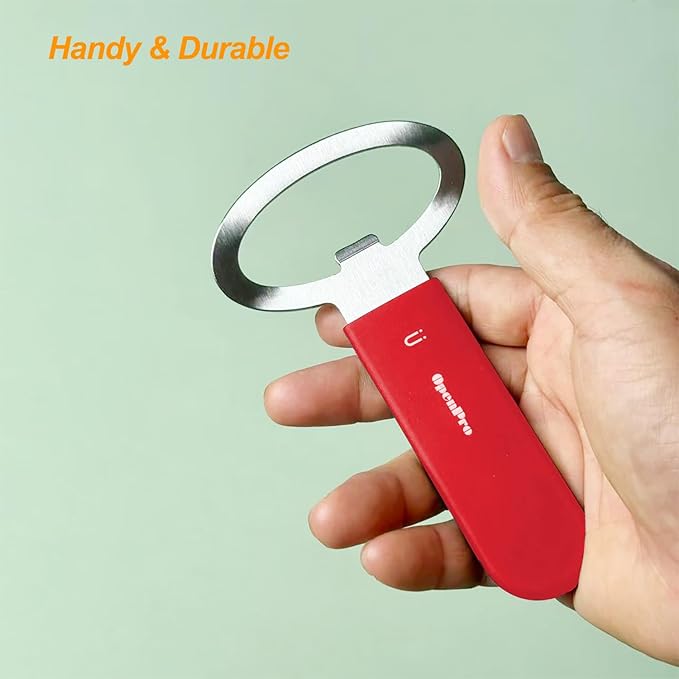 Magnetic Jar Opener Gripper, Jar Openers Top Rated For Seniors Weak Hands, Bottle Opener Built-In, 2-IN-1 Jar & Bottle Opener x 1, Red, Rubber Jar Openers Gripper x 4