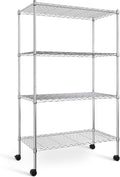 Simple Deluxe Heavy Duty 4-Tier Storage Shelving Unit, 35.83" W x 13.98" D x 55.91" H, 1000 Lbs Loading Capacity, Chrome