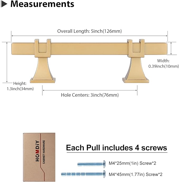10 Pack 3 Inch Brushed Gold Pulls Kitchen Cabinet Handles Gold Pulls for Dresser Drawers Kitchen Cabinet Hardware