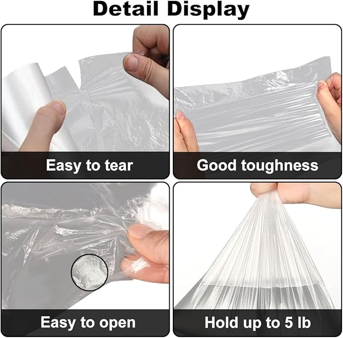 Plastic Produce Bags Roll, 10" x 14" Disposable Food Bag, Fresh-Keeping Plastic Bags for Food, Fruit, Vegetable, Bread, Refrigerator Storage, Kitchen, Supermarket, 2 Roll 1000 Storage Bag